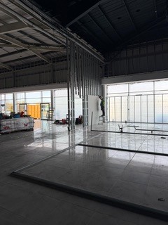 Metal stud partitions going up on a commercial floor