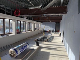 Wall linings in progress on a refurbishment