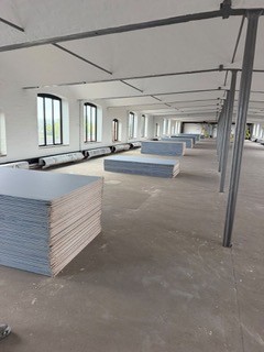 Board stacked out ready for partitions