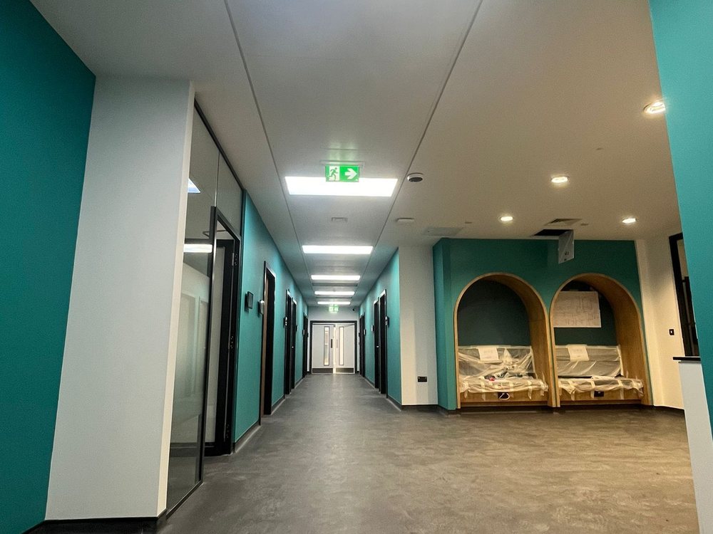 Teaching block corridor boarded and finished by RWS Interiors